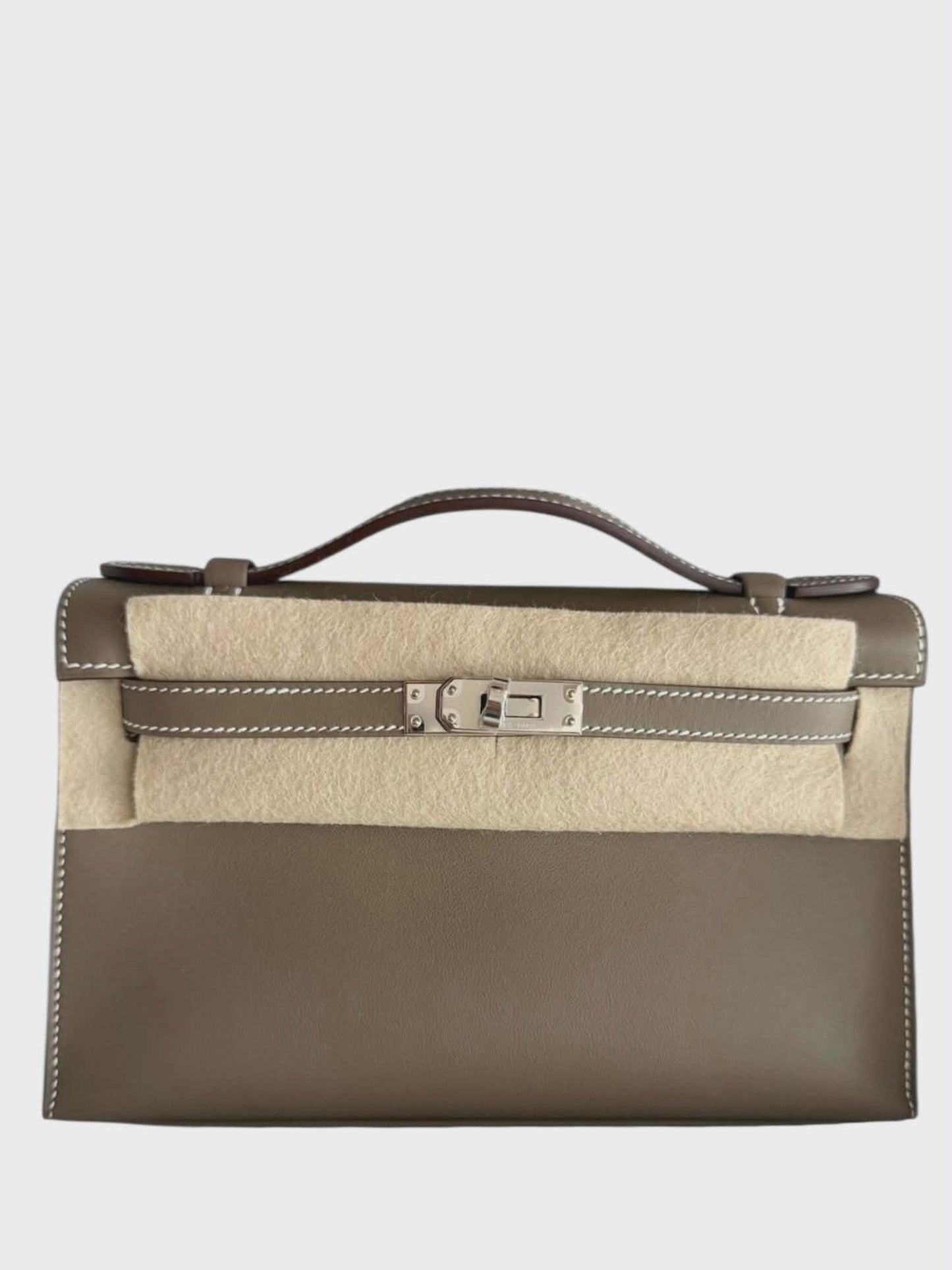 Hermes Kelly Pochette Etoupe Swift PHW