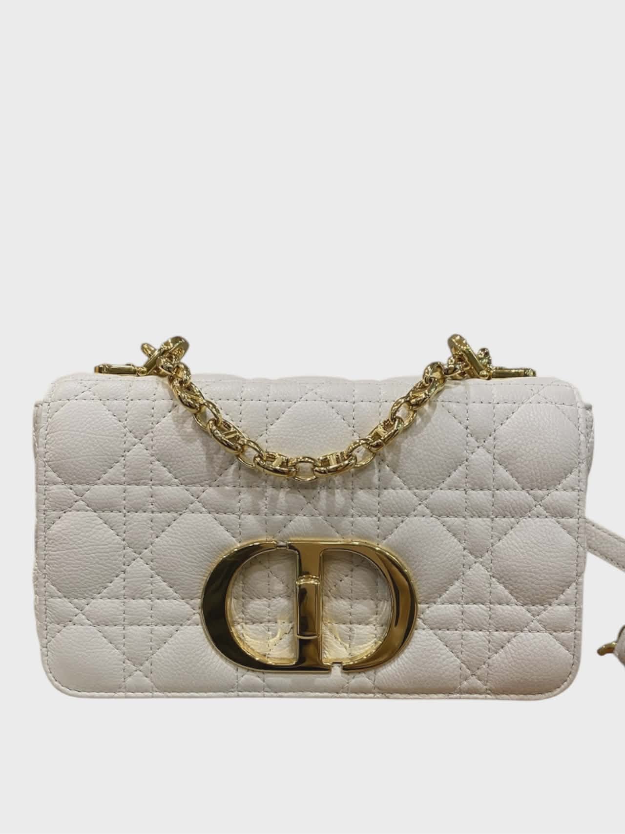 Dior Caro Small White Calfskin GHW