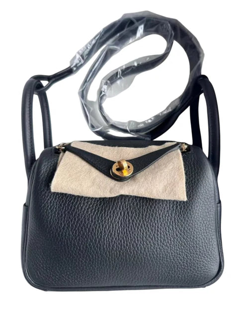 Hermes Lindy Mini Noir Clemence GHW