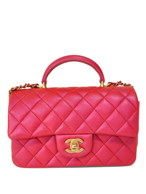 Chanel Handle Mini Rectangular Pink Lambskin AGHW