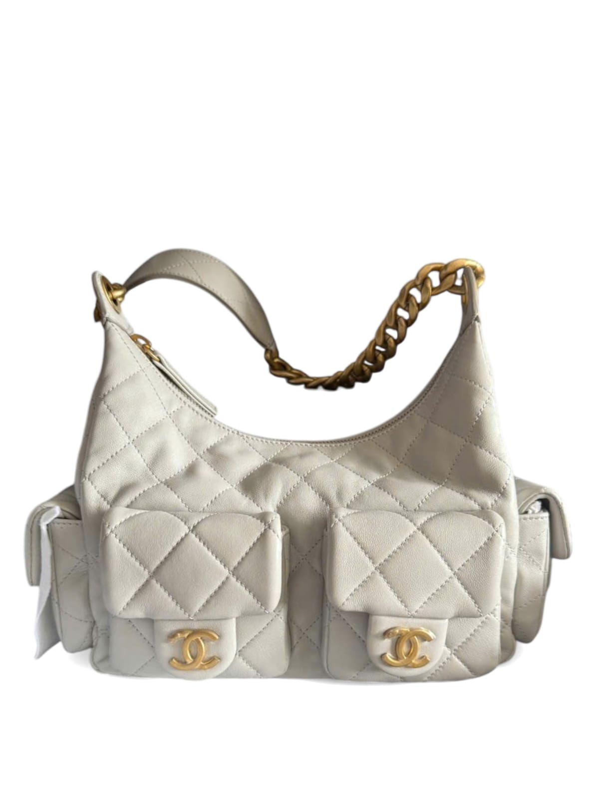 Chanel Hobo Small Light Grey Lambskin AGHW