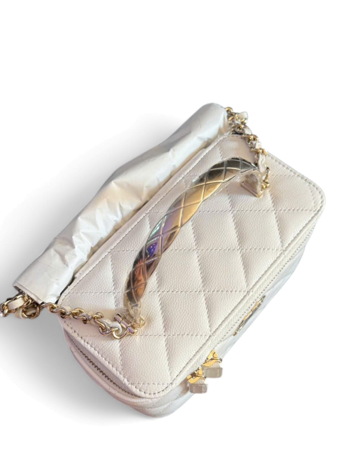 Chanel Vanity Handle White Caviar AGHW 25S