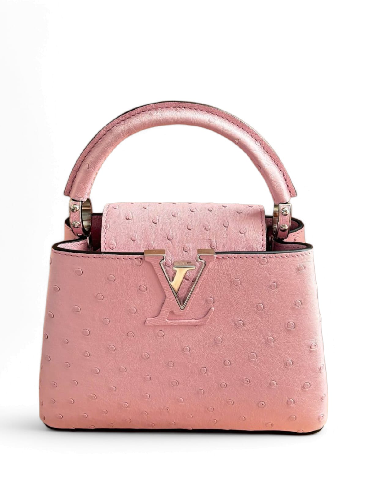 Louis Vuitton Capucines Mini Handle Sakura Ostrich Silver Hardware