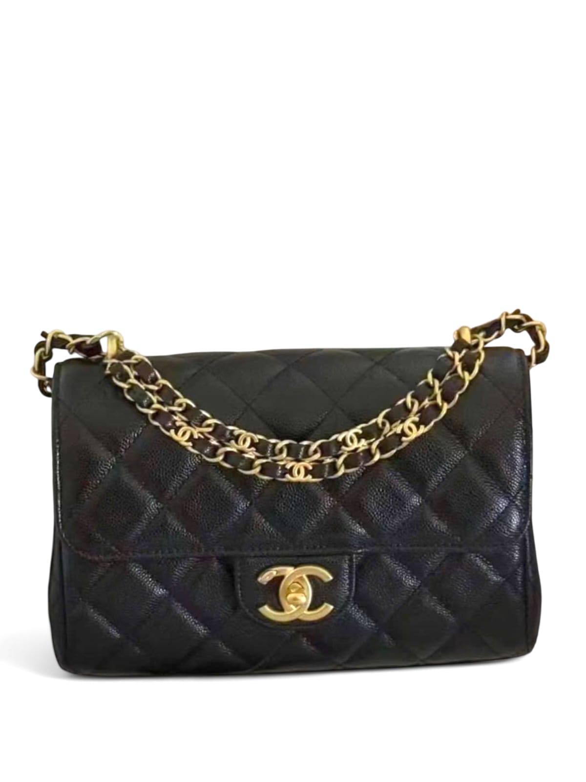 Chanel Flap Bag Black Caviar AGHW 25P