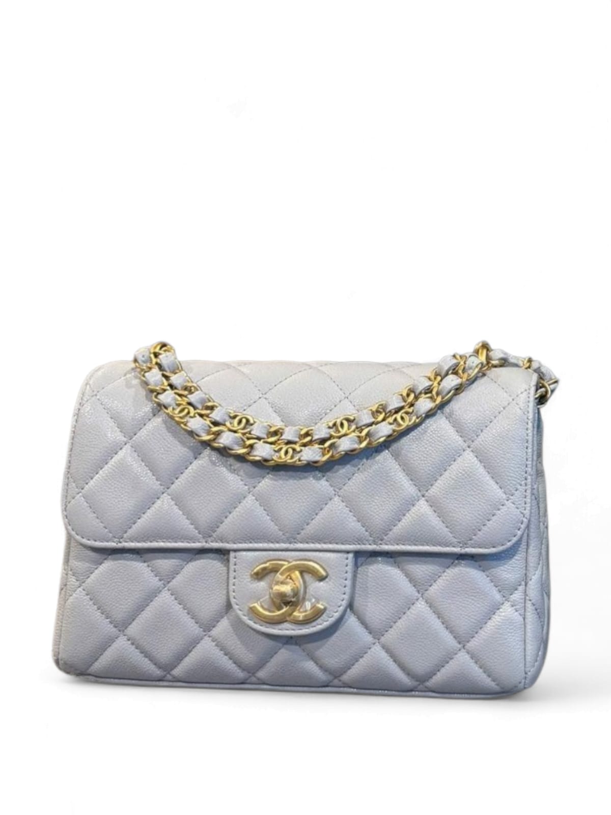 Chanel Flap Bag Grey Caviar AGHW 25P