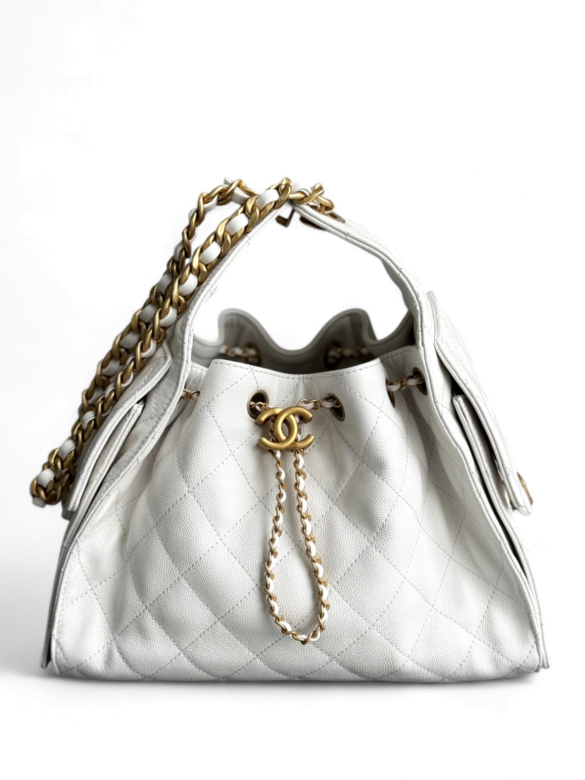 Chanel Hobo Small White Caviar AGHW 25S