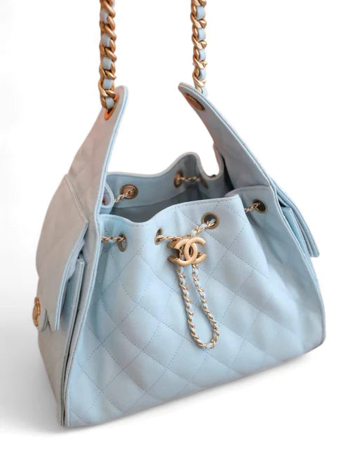 Chanel Hobo Small Blue Caviar AGHW