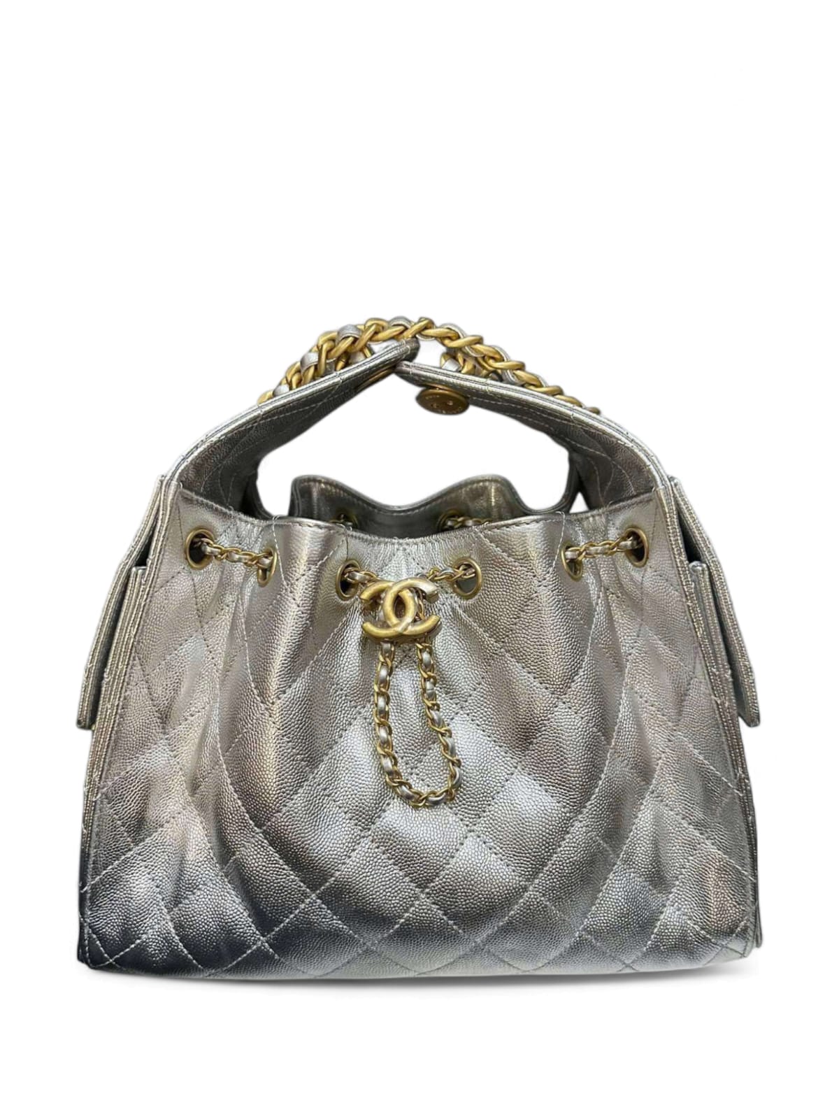 Chanel Hobo Small Silver Caviar AGHW 25S