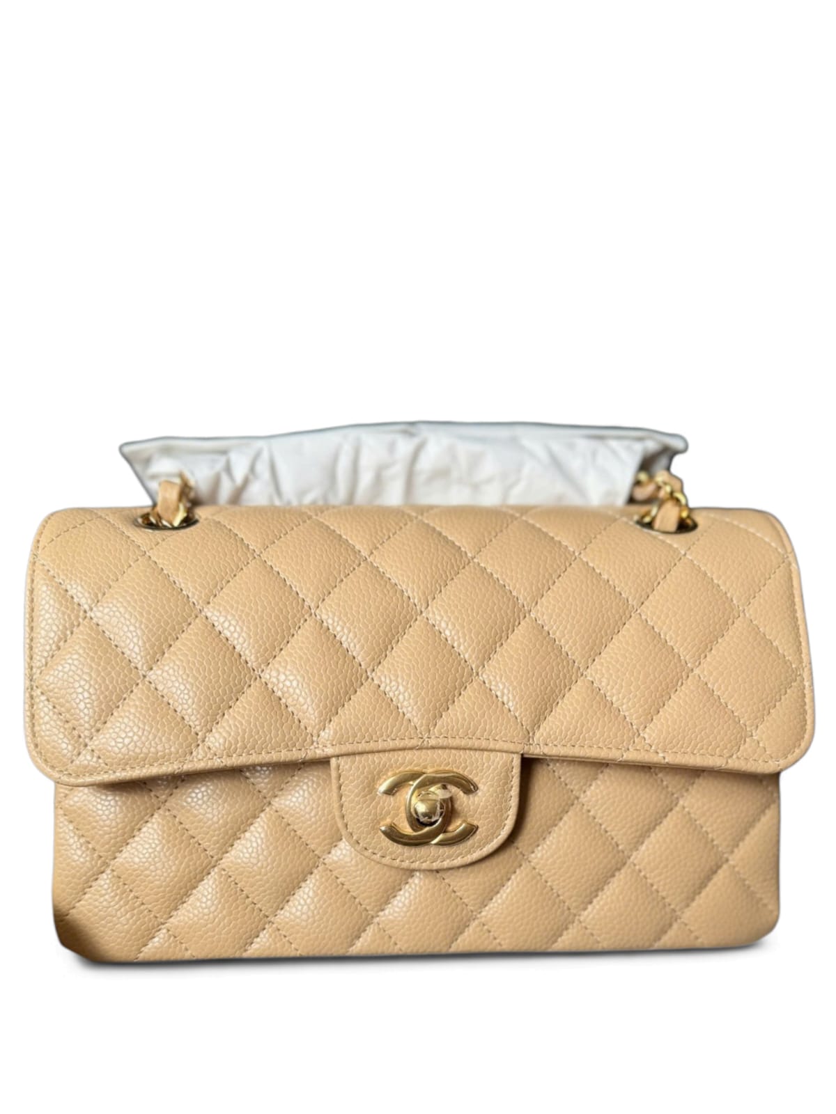 Chanel Classic Small Beige Caviar GHW