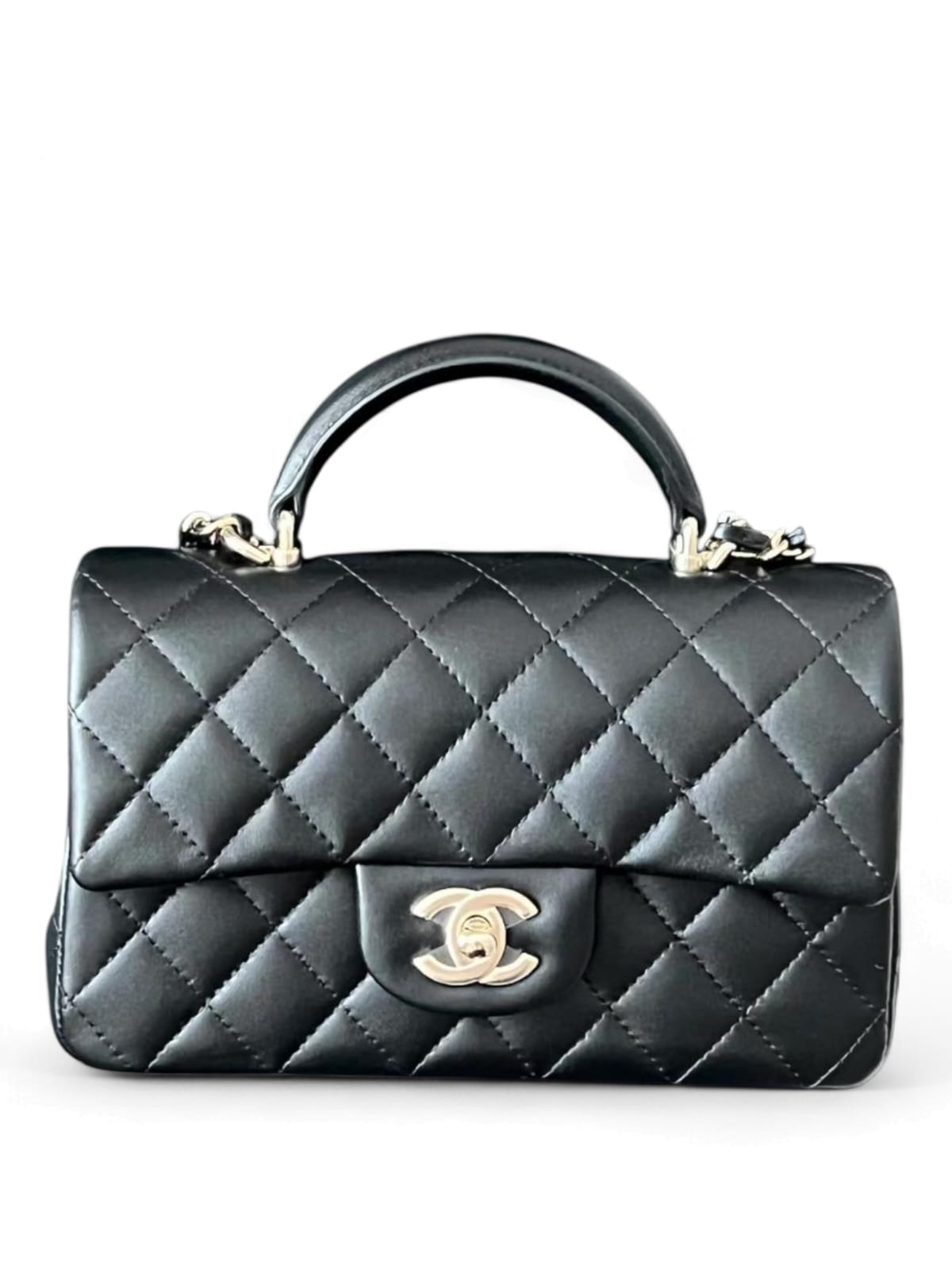 Chanel Rectangular Top Handle Black Lambskin LGHW