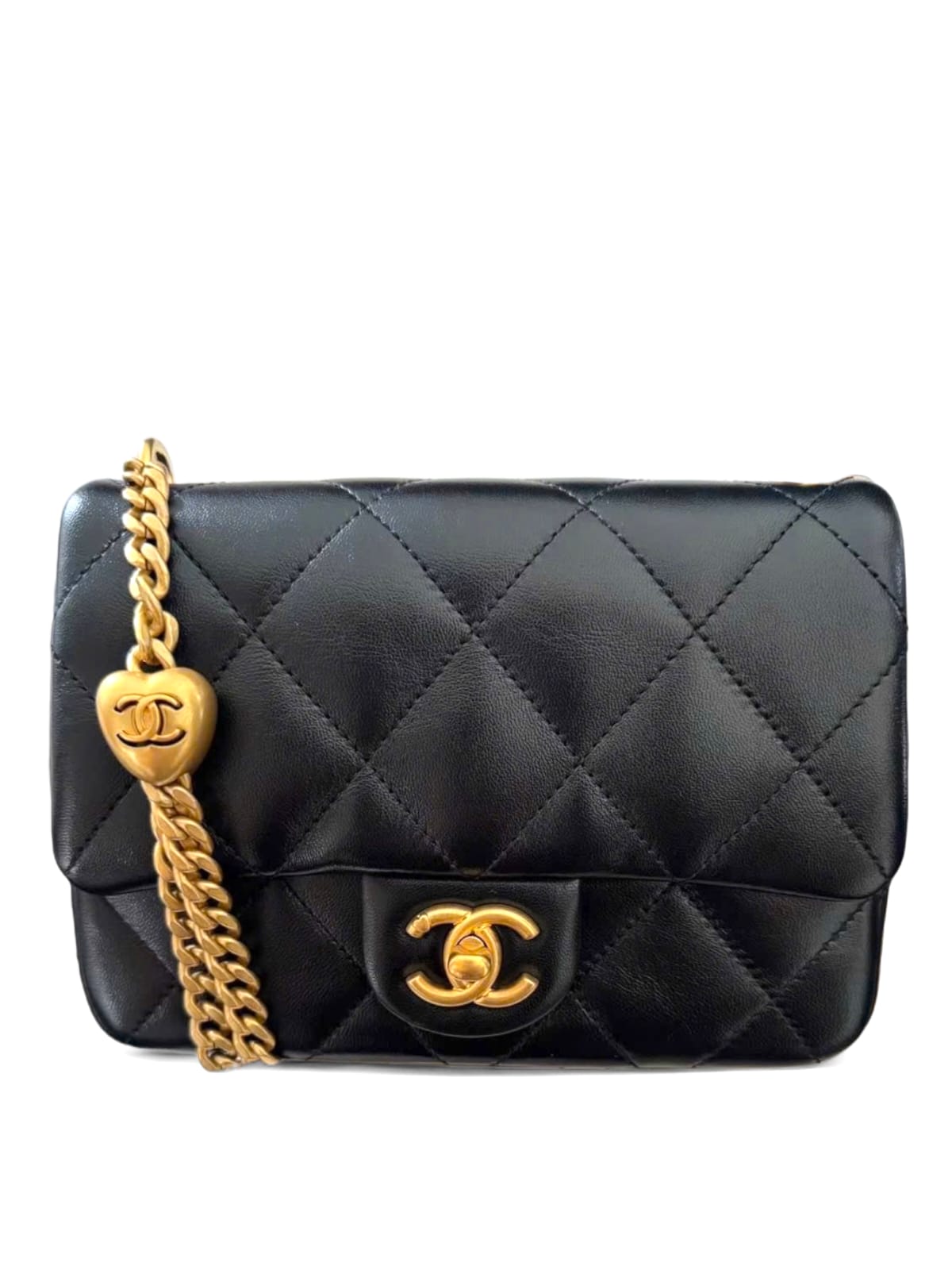 Chanel Mini Flap Bag My Heart Black Lambskin AGHW 25C
