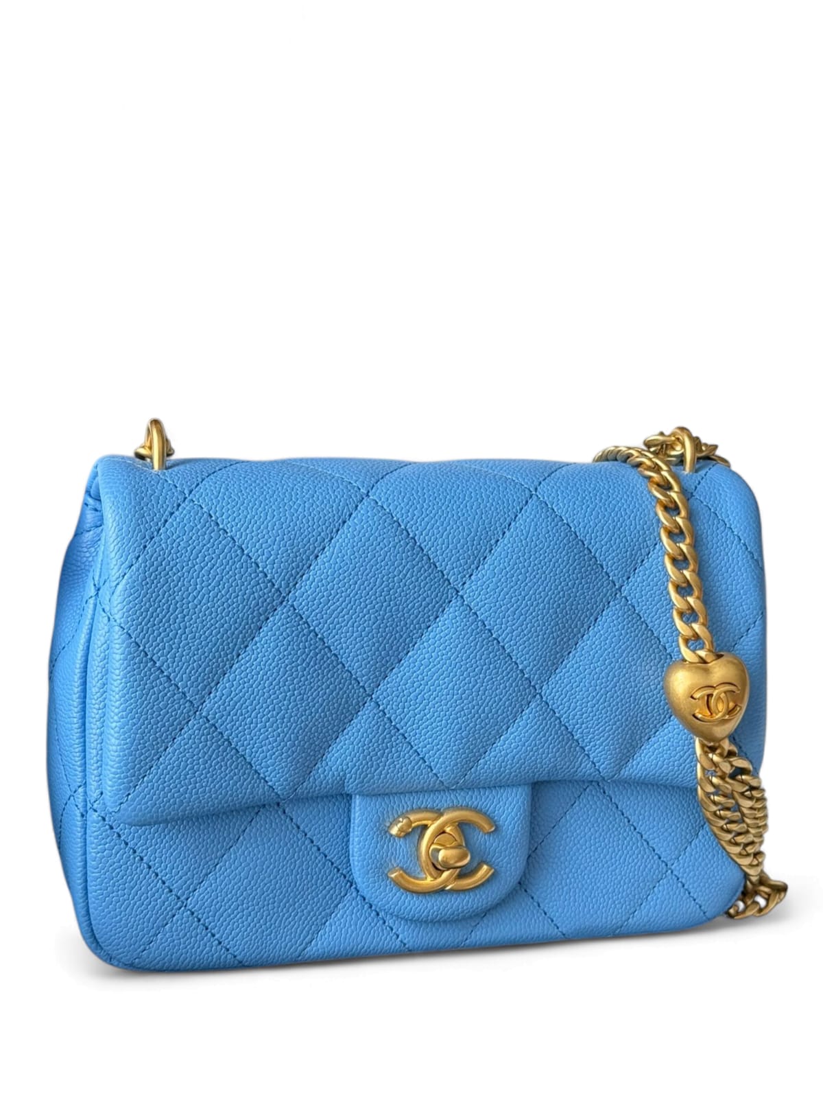 Chanel Mini Flap Bag My Heart Blue Caviar AGHW