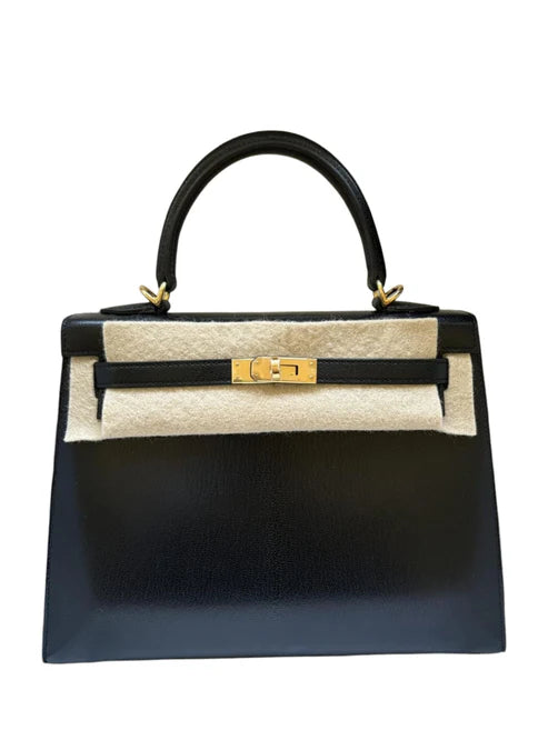 Hermes Kelly Sellier 25 Noir Chevre GHW