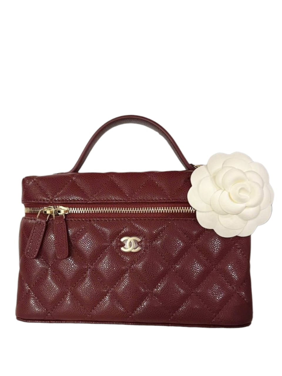 Chanel Vanity Handle Burgundy Caviar LGHW 25B