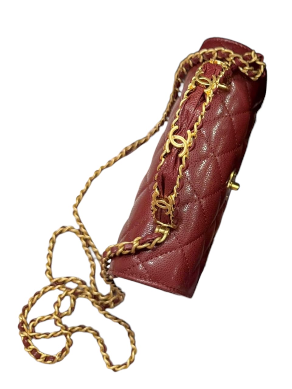 Chanel Woc Handle Burgundy Two Compartments Caviar AGHW 25B