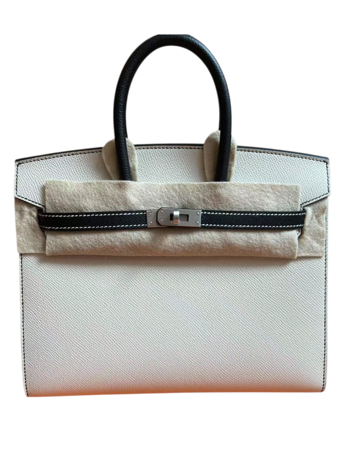 Hermes Birkin Sellier 25 Craie Noir Epsom Brushed PHW