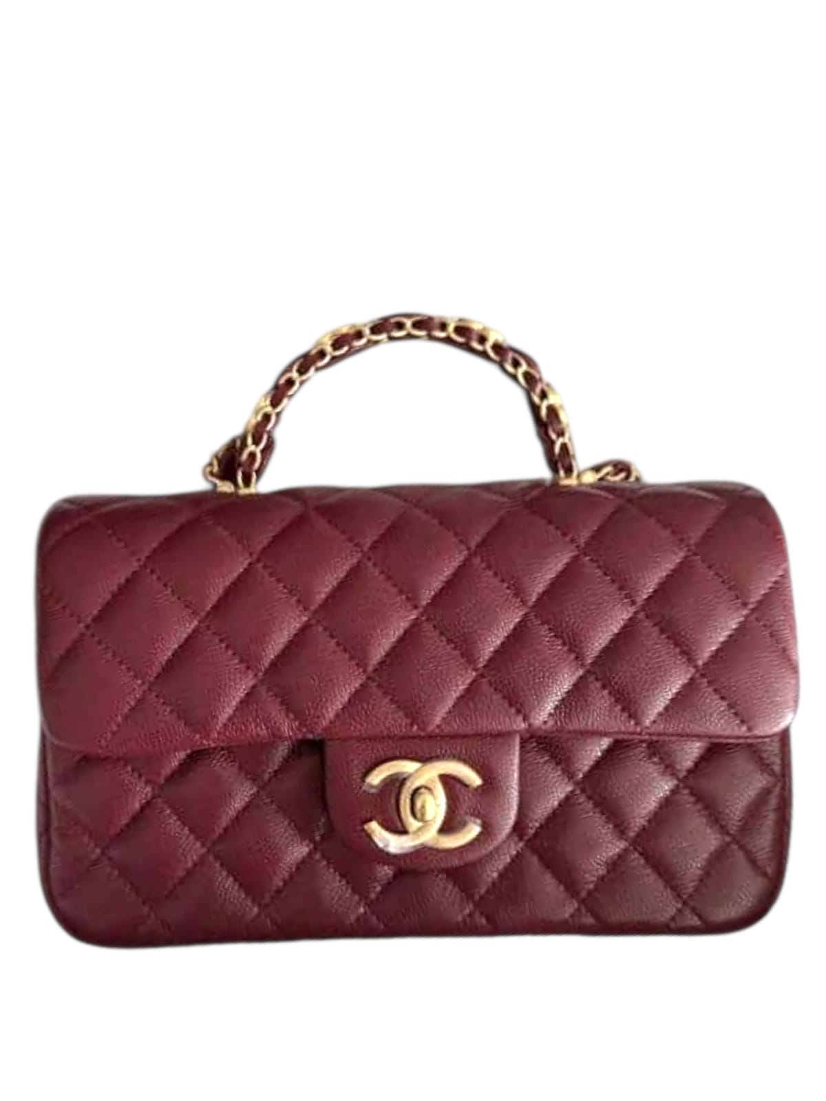 Chanel Top Handle Burgundy Caviar AGHW 25B