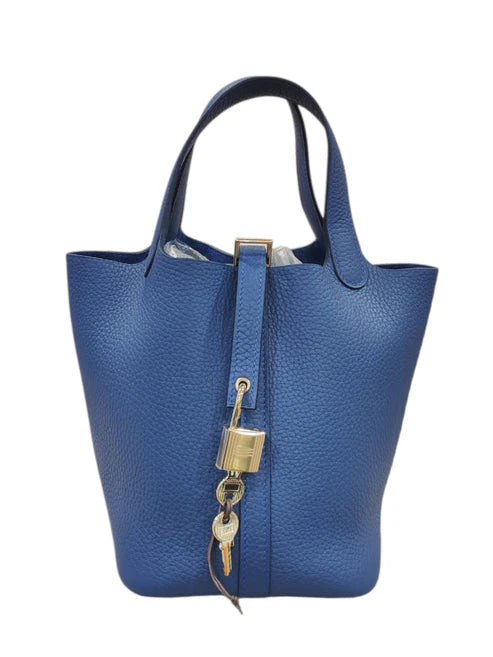 Hermes Picotin 18 Blue Tie Clemence PHW