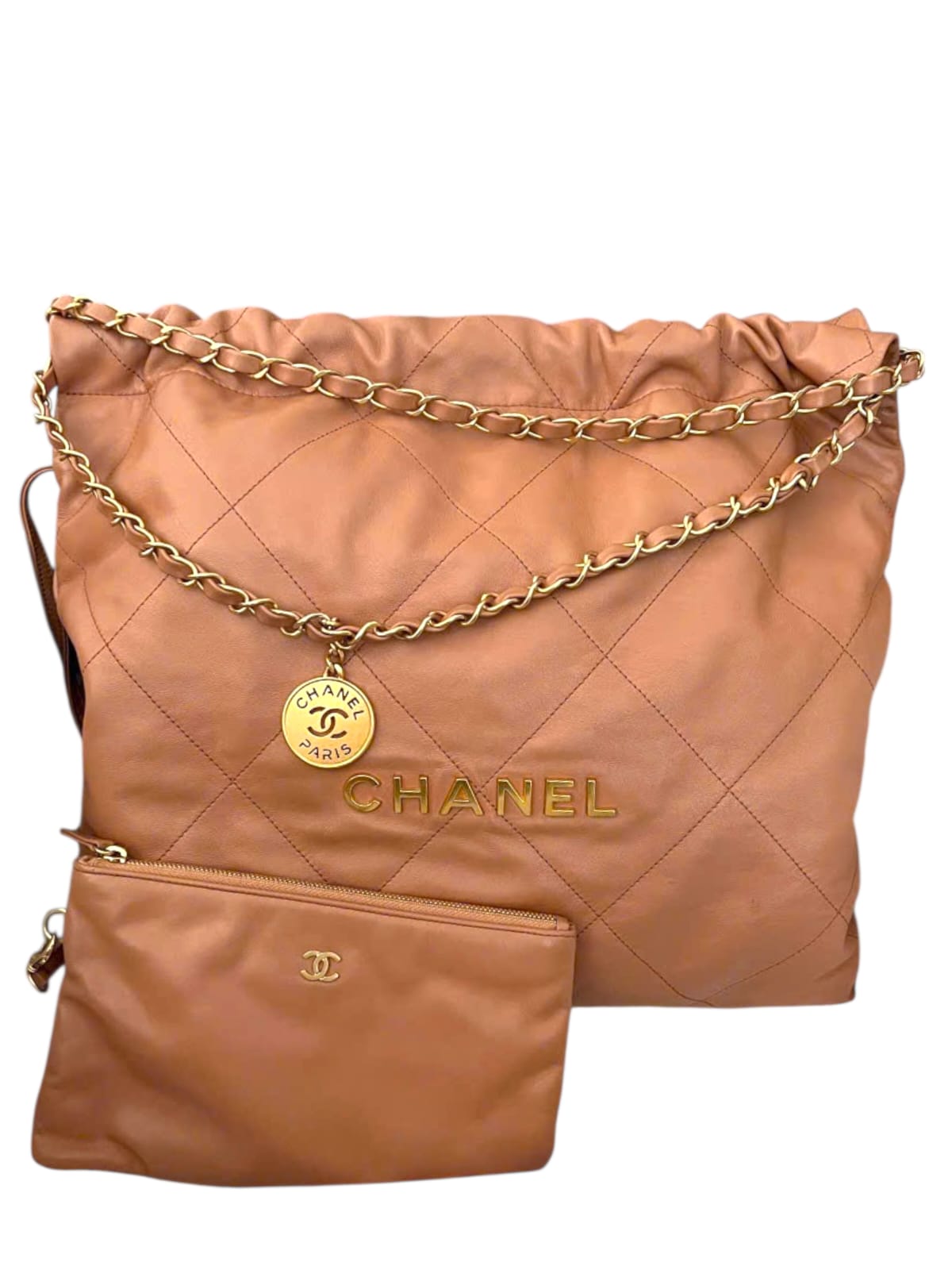 Chanel Hobo 22 Small Caramel Calfskin AGHW