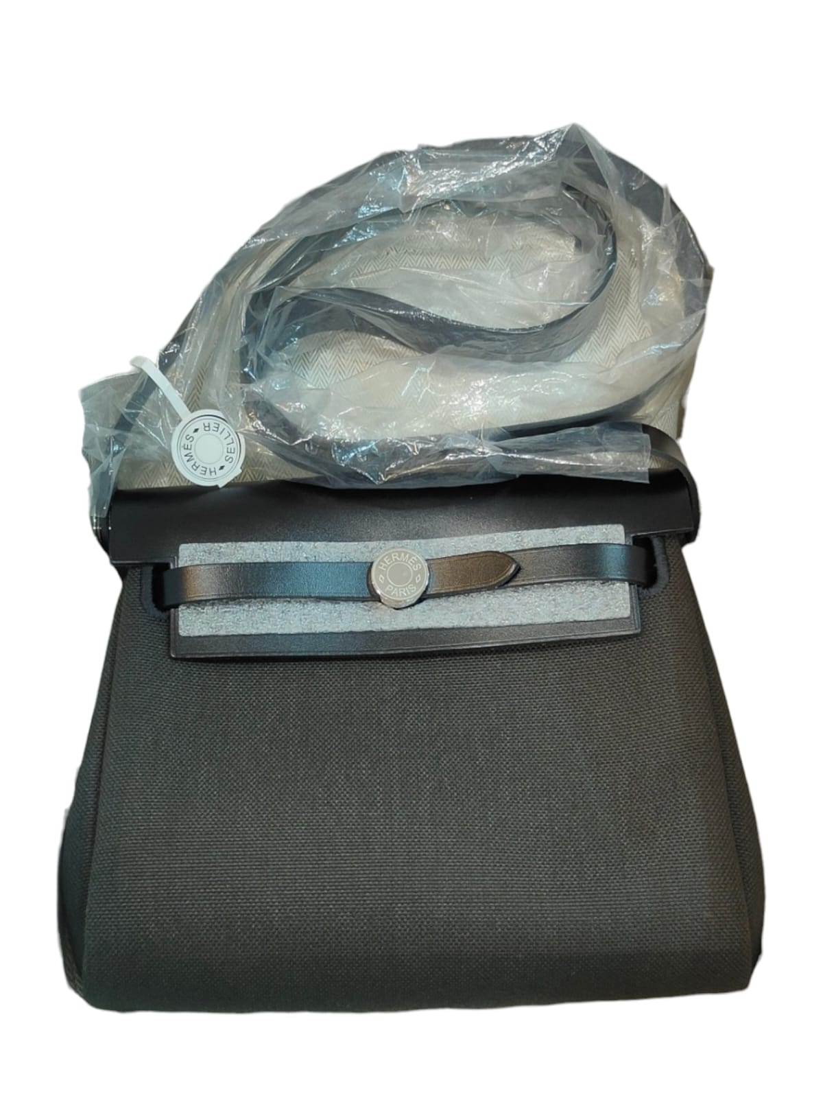 Hermes Herbag Mini Dark Bronze & Noir Canvas PHW