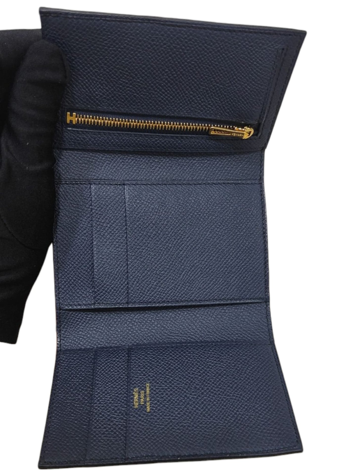 Hermes Bearn Compact Wallet Bleu Indigo Epsom GHW