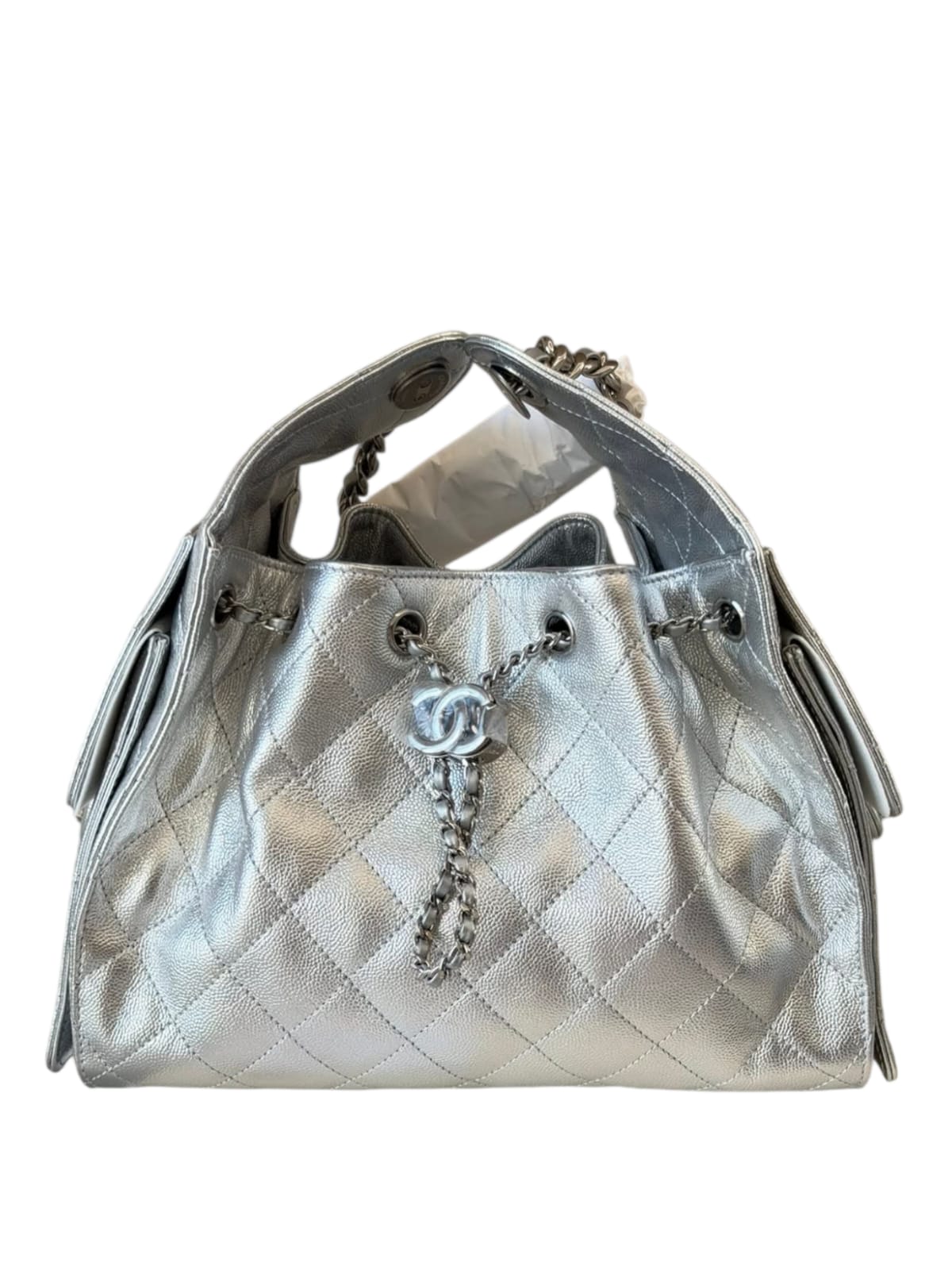 Chanel Hobo Small Metalic Silver Caviar SHW