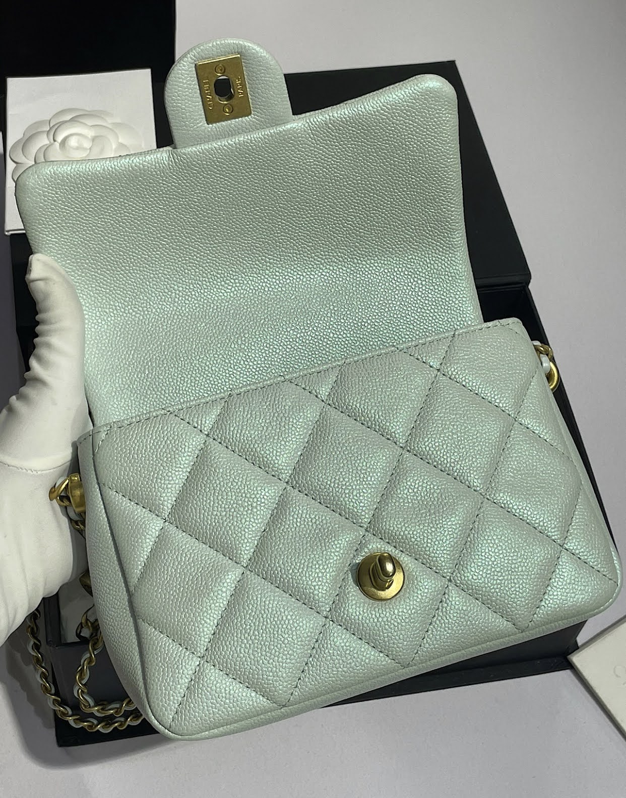 Chanel Mini Square My Perfect Caviar Ghw 21K