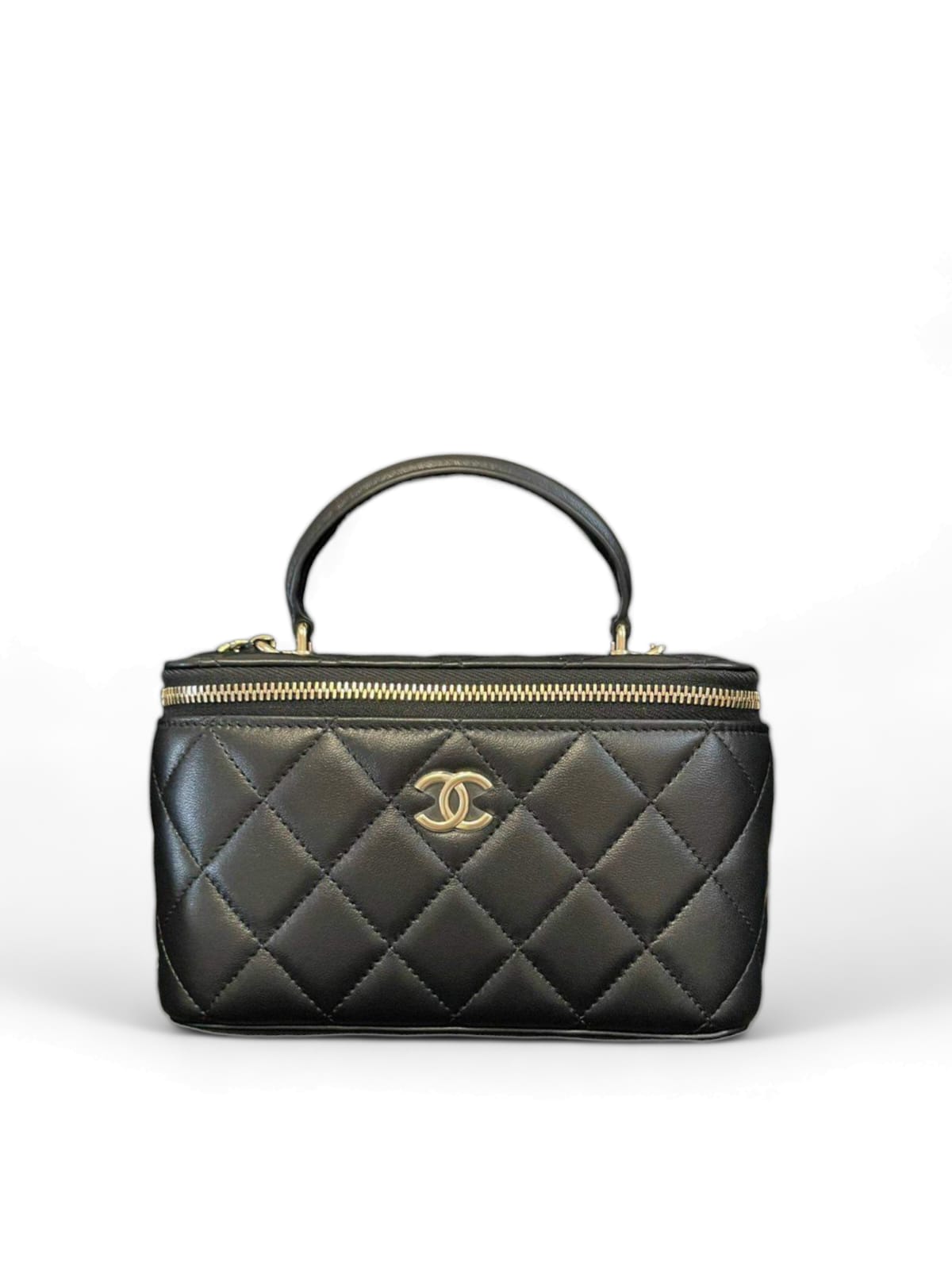 Chanel Vanity Top Handle Black Lambskin LGHW 23K