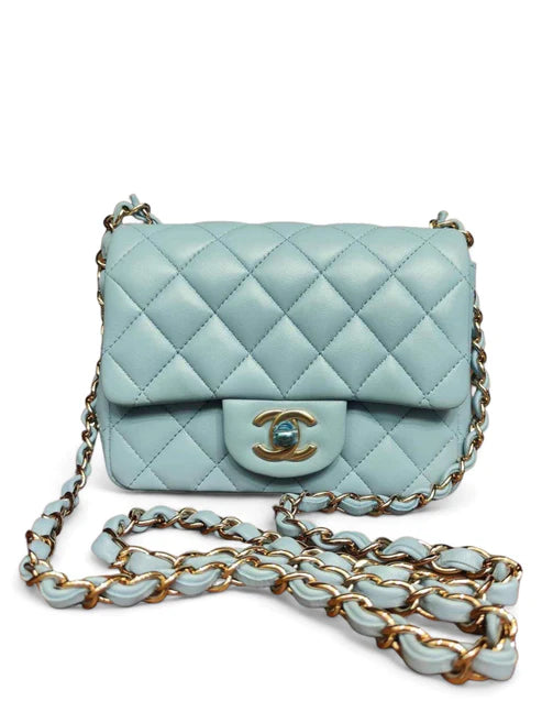 Chanel Square Mini Blue Lambskin LGHW