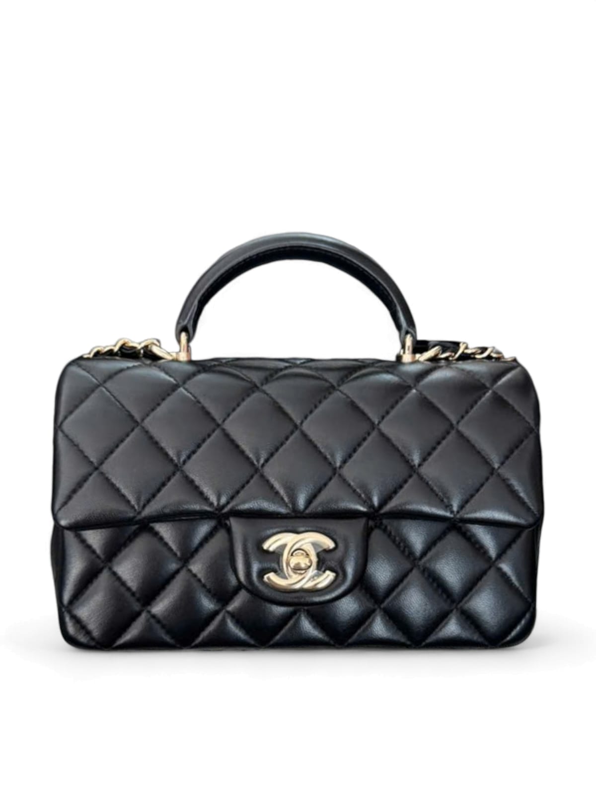 Chanel Mini Rectangular Handle Black Lambskin LGHW