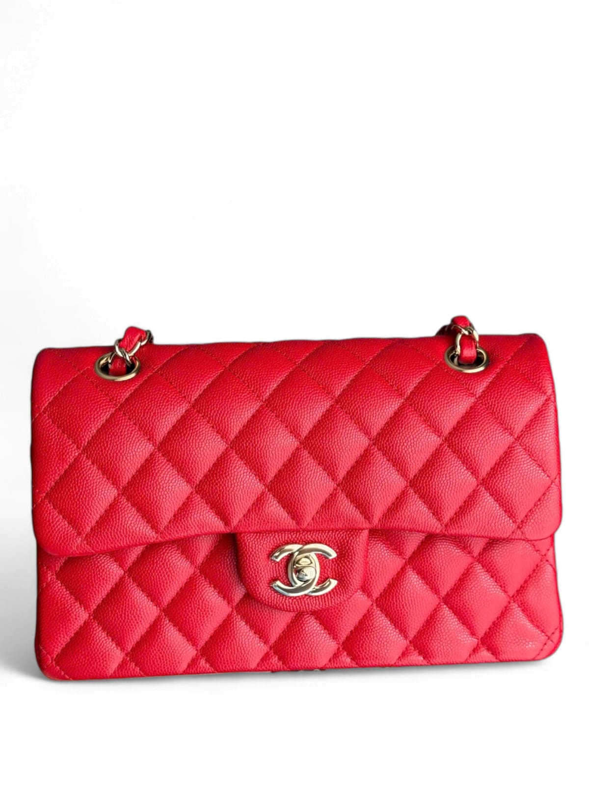 Chanel Classic Small Red Caviar LGHW