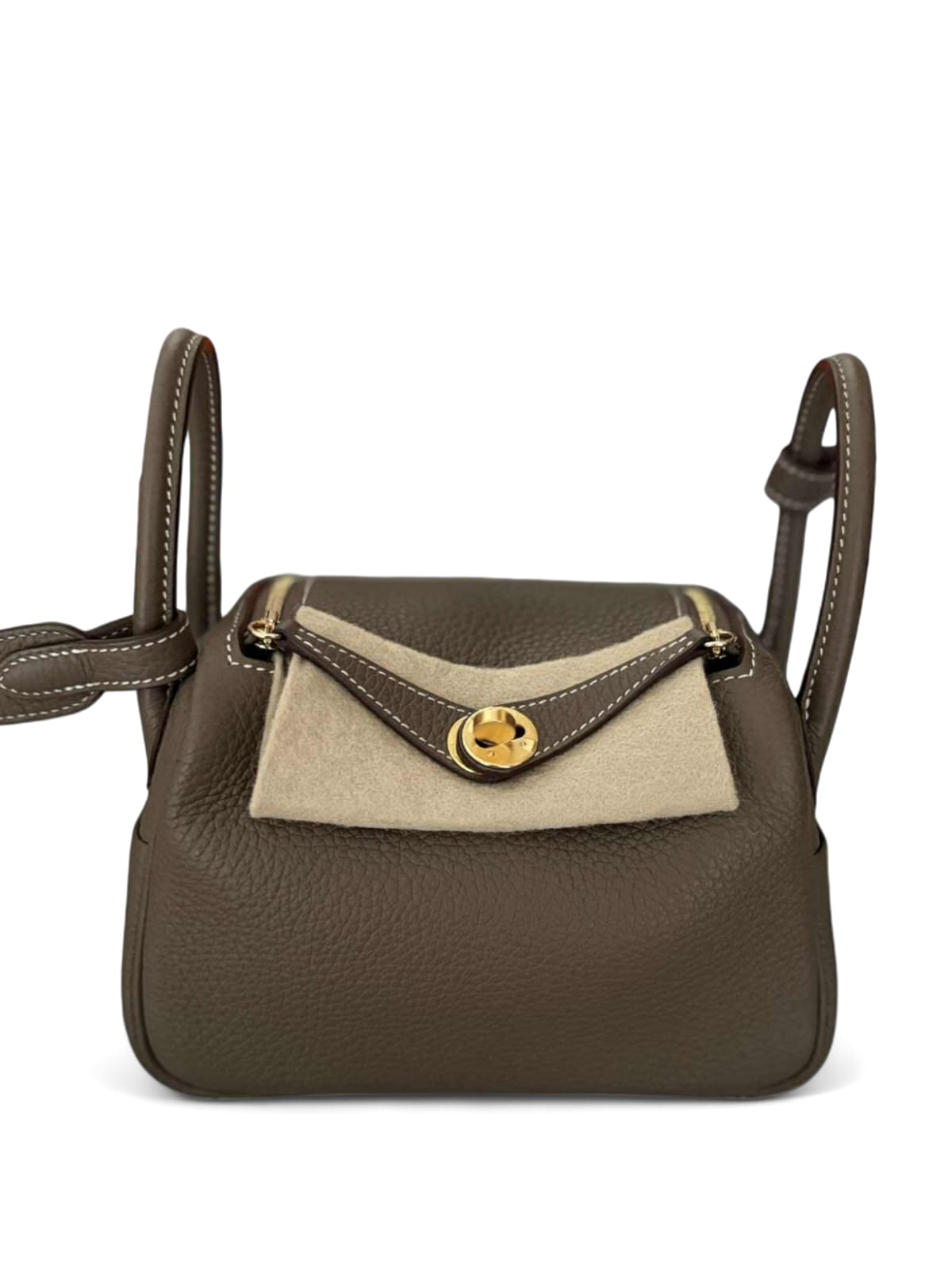 Hermes Lindy Mini Etoupe Clemence GHW