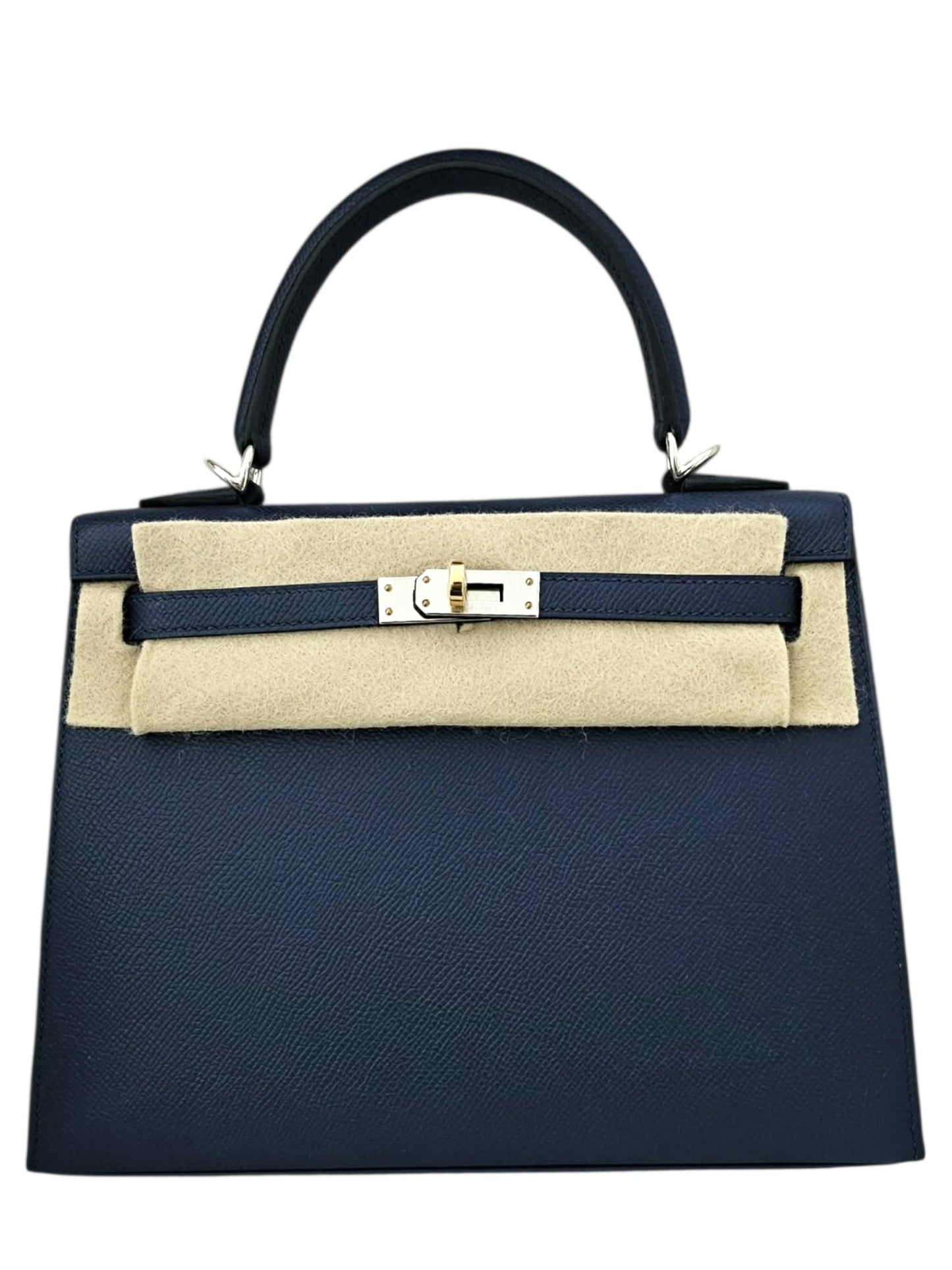 Hermes Kelly Sellier 25 Blue Navy Epsom Electrum Hardware