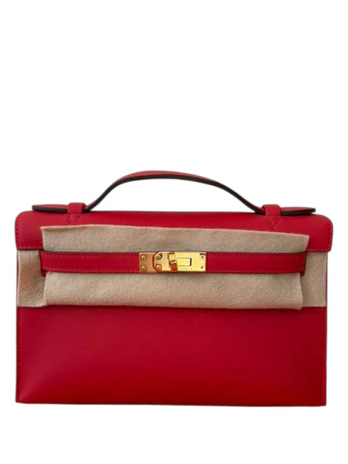 Hermes Kelly Pochette Rouge Radiux Swift GHW