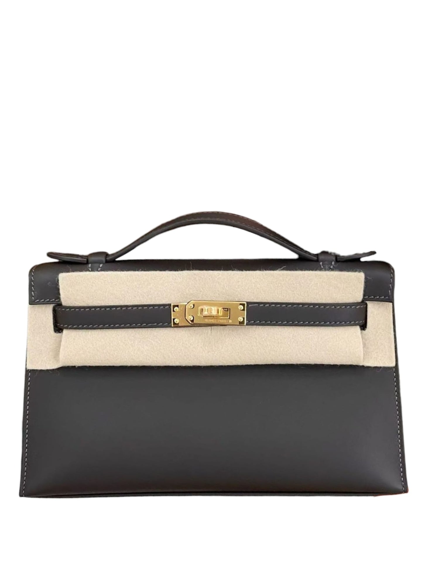 Hermes Kelly Pochette Bai Brun Swift GHW