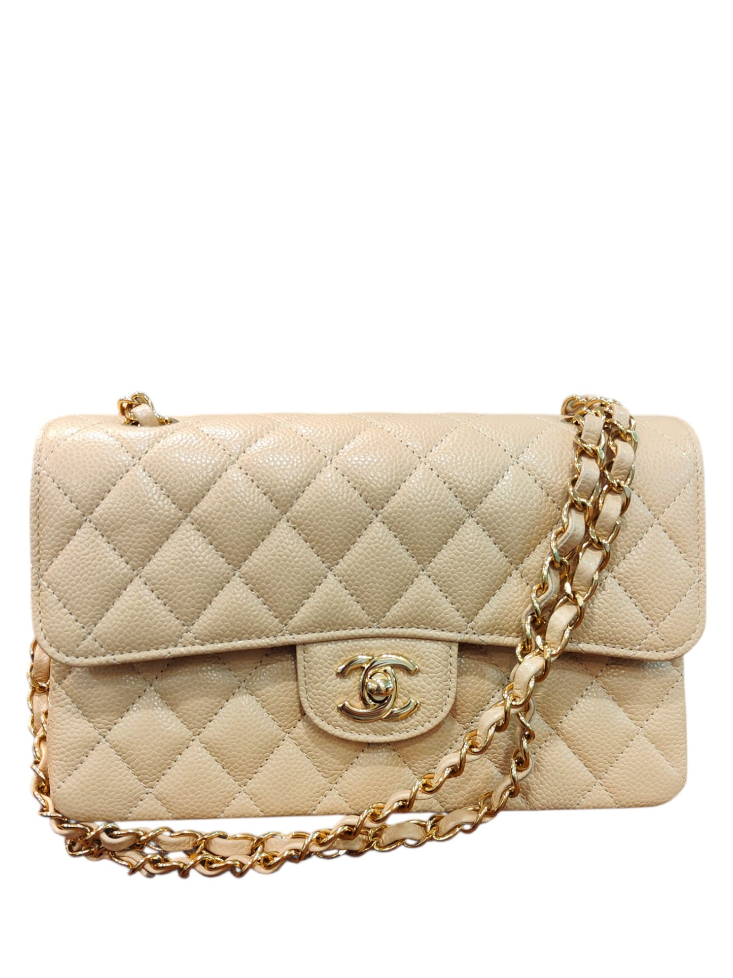 Chanel Classic Small Beige Caviar GHW