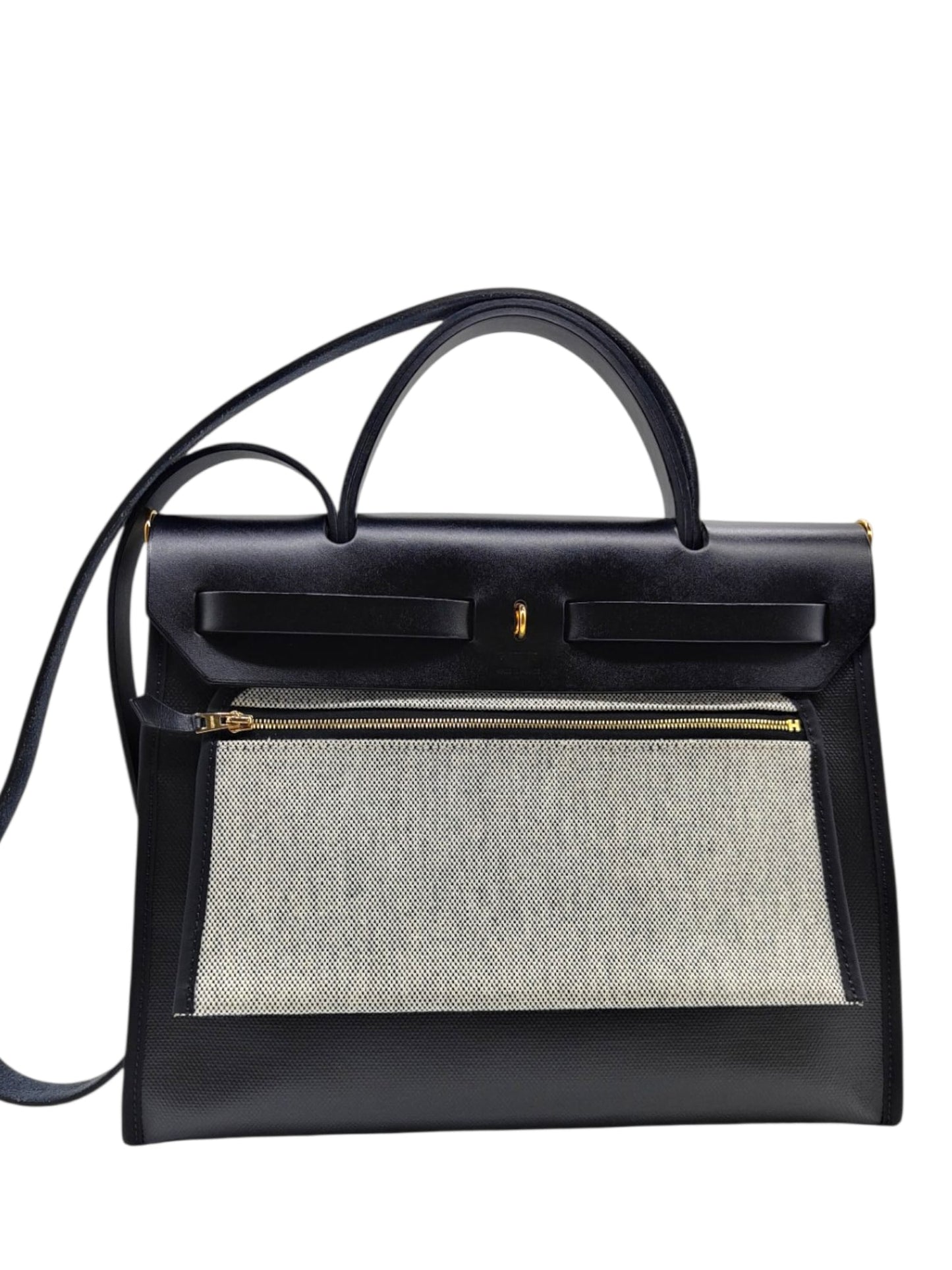 Hermes Herbag Erbag Zip 31 Noir Canvas GHW