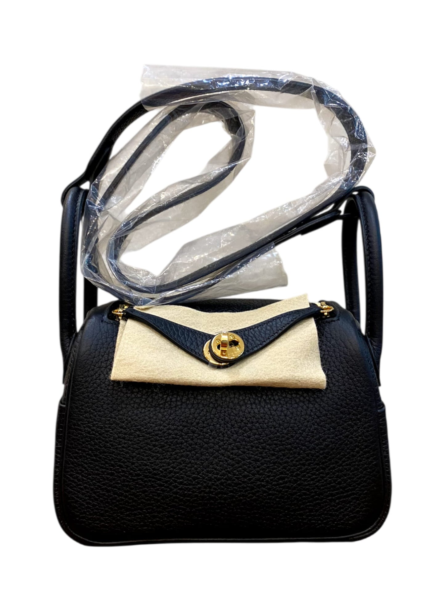 Hermes Lindy Mini II Noir Clemence GHW