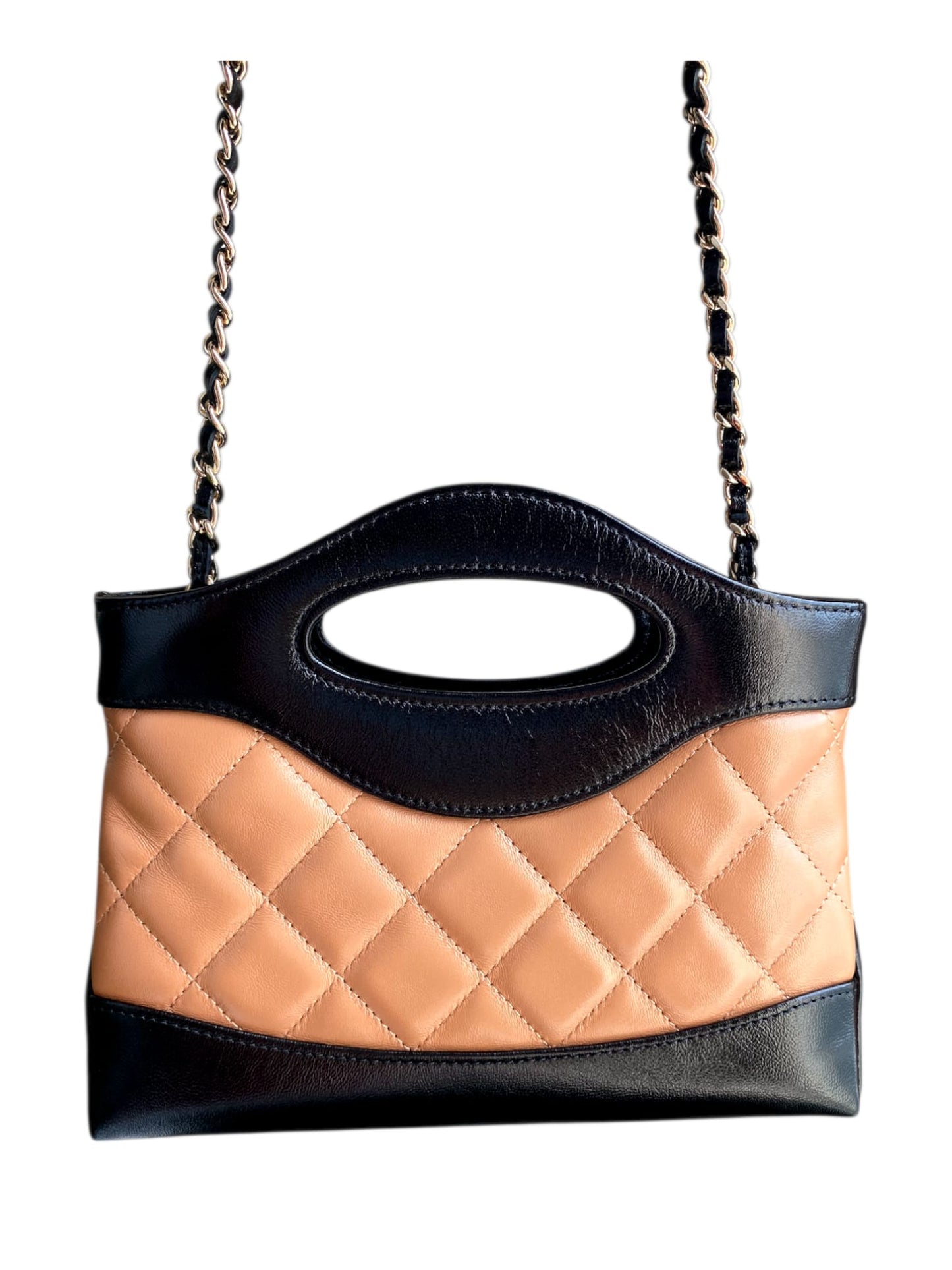 Chanel 31 Shopping Bag Nano Black & Caramel Calfskin LGHW
