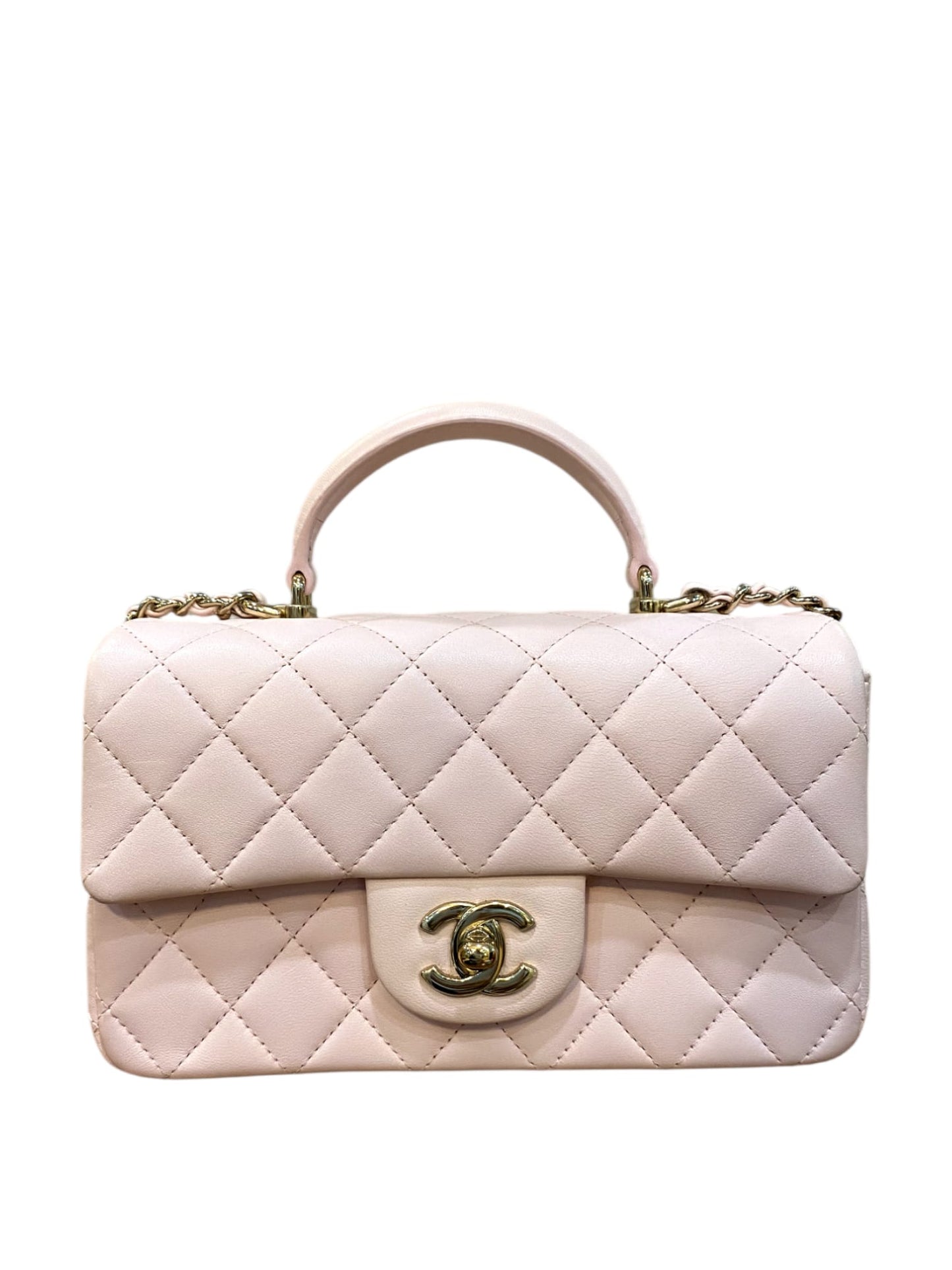 Chanel Mini Rectangular Top Handle Light Pink Lambskin LGHW