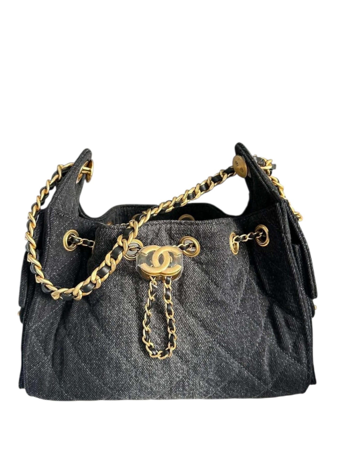 Chanel Hobo 25 Mini Denim Black AGHW 26P