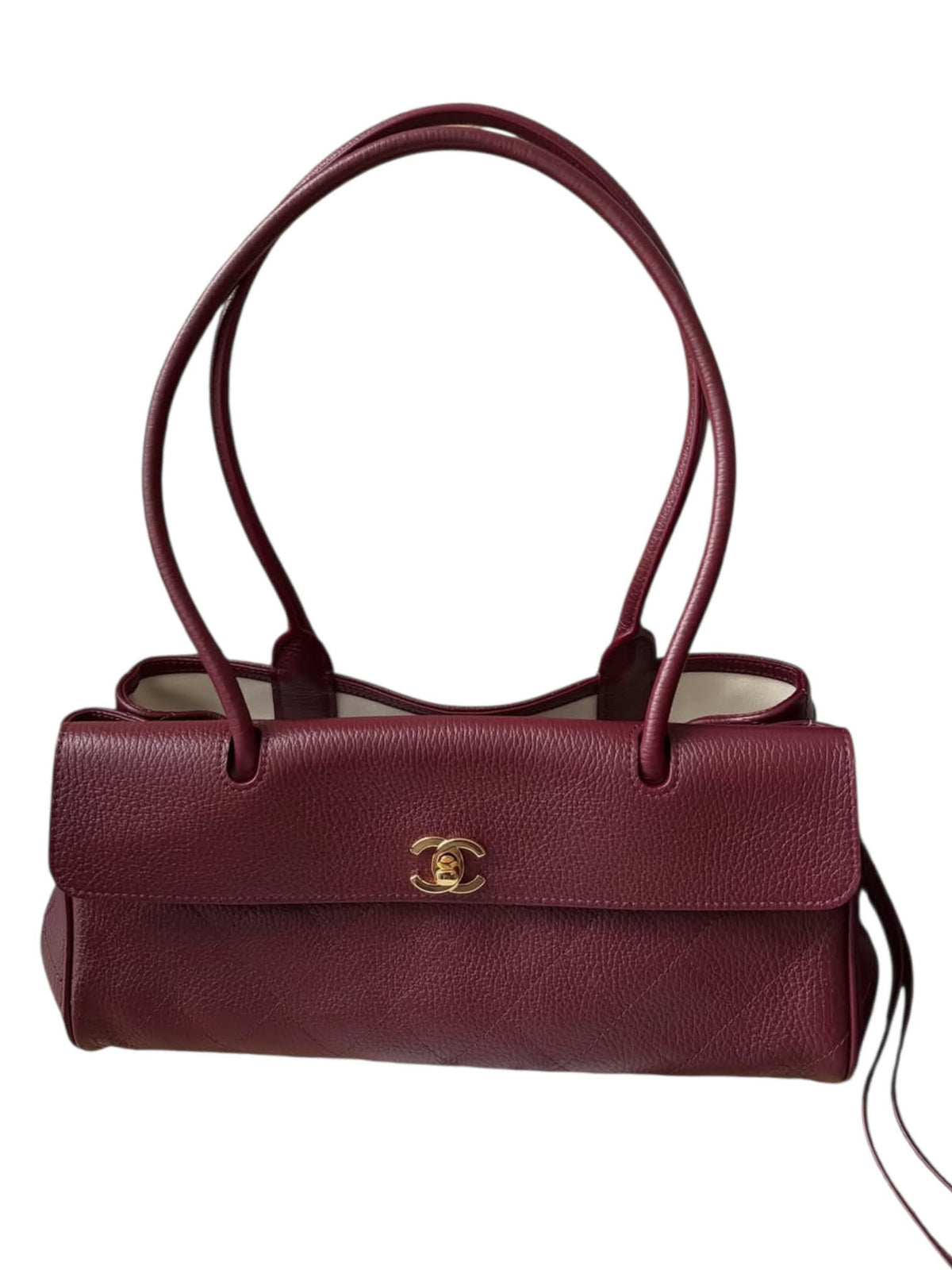 Chanel Shopping Bag Small Burgundy Grained Calfskin GHW