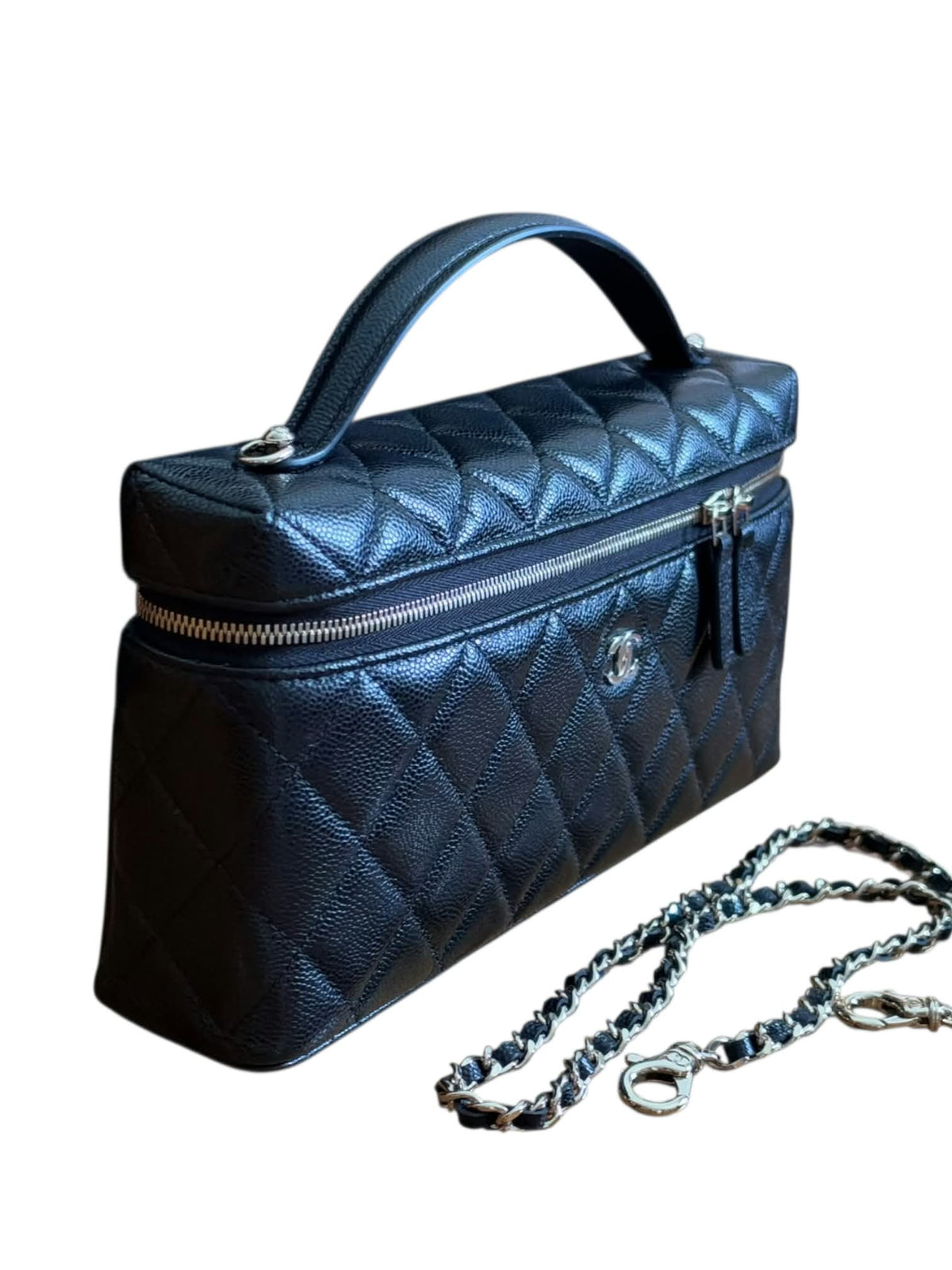 Chanel Vanity Handle Long Black Caviar LGHW