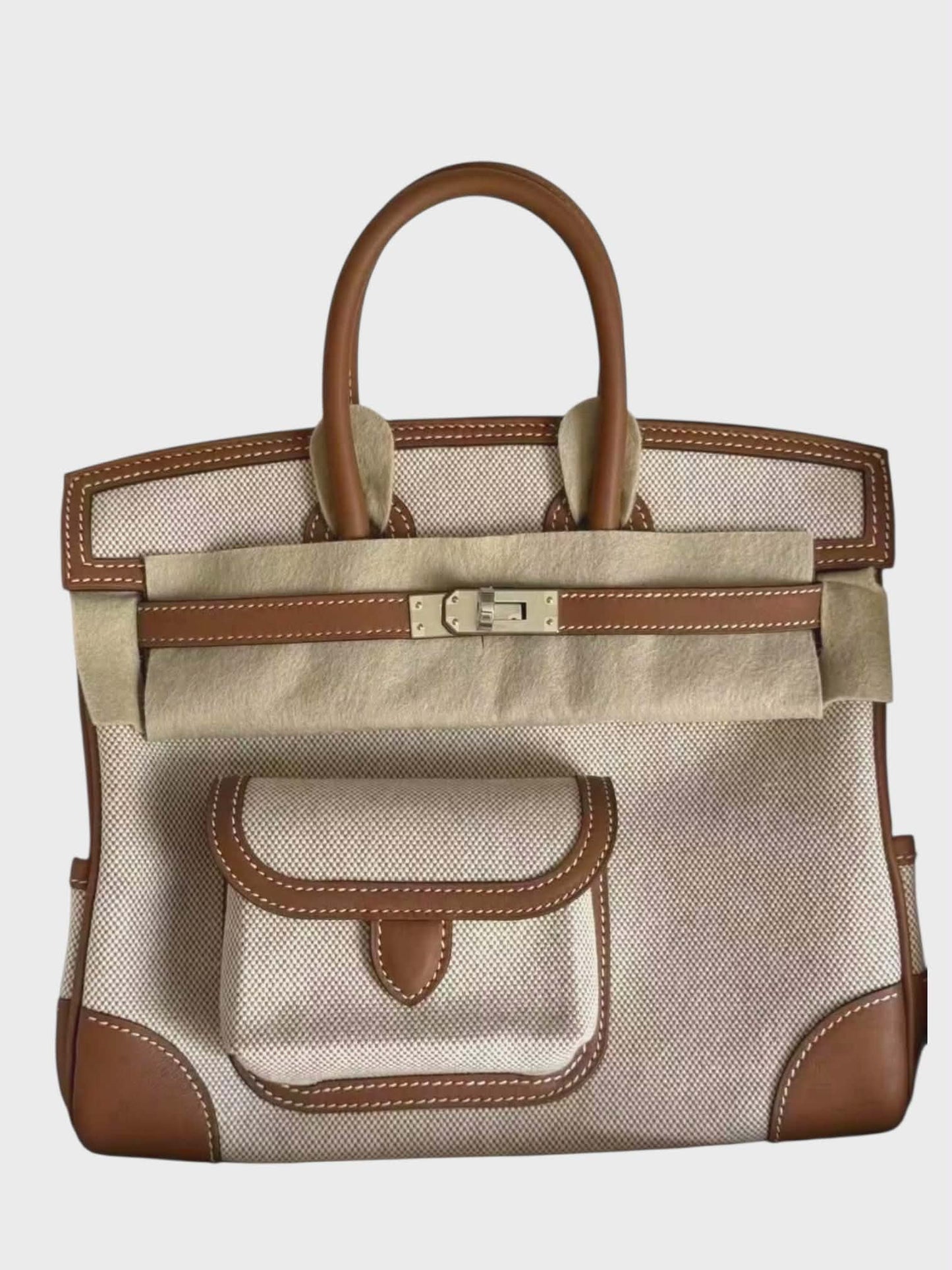 Hermes Birkin Retourne 25 Cargo Ecru Beige Swift Toile PHW