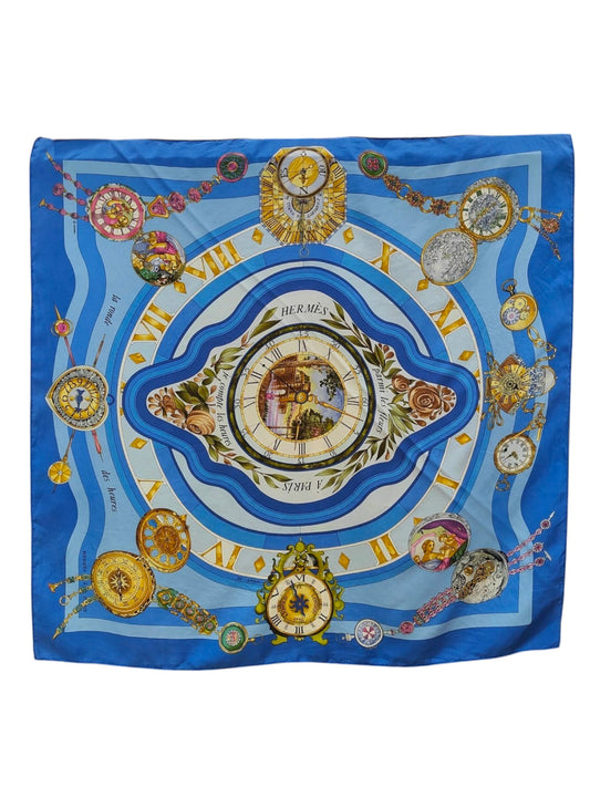 Hermes Scarf Silk Blue