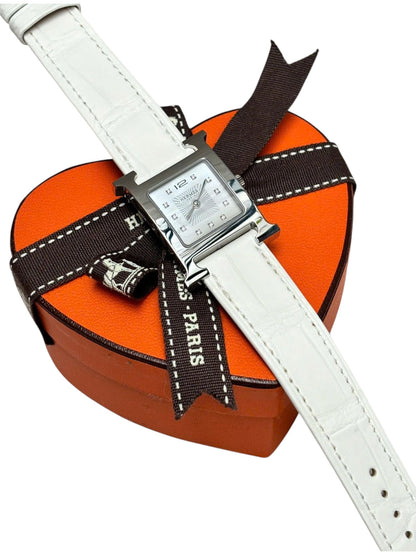 Hermes Heure H Watch White MOP PM