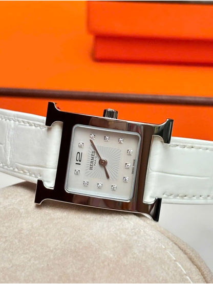 Hermes Heure H Watch White MOP PM