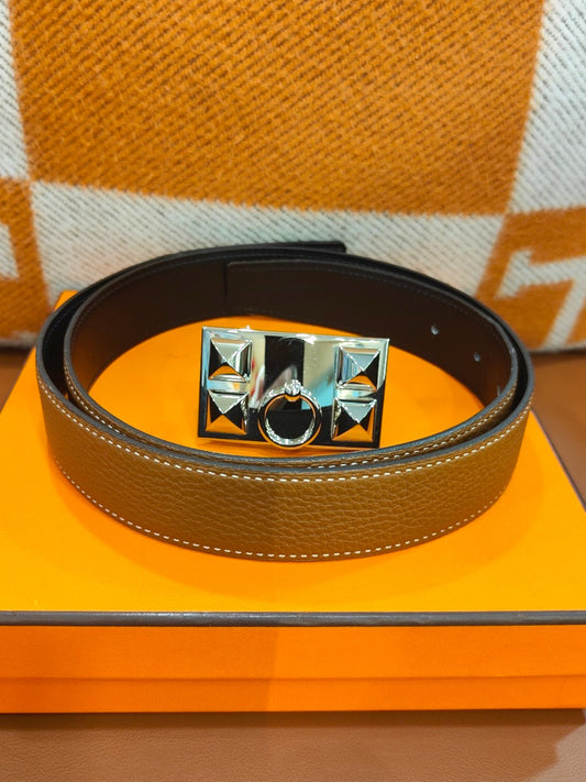 Hermes Buckle and Belt 32 Noir/ Gold Box/ Togo PHW