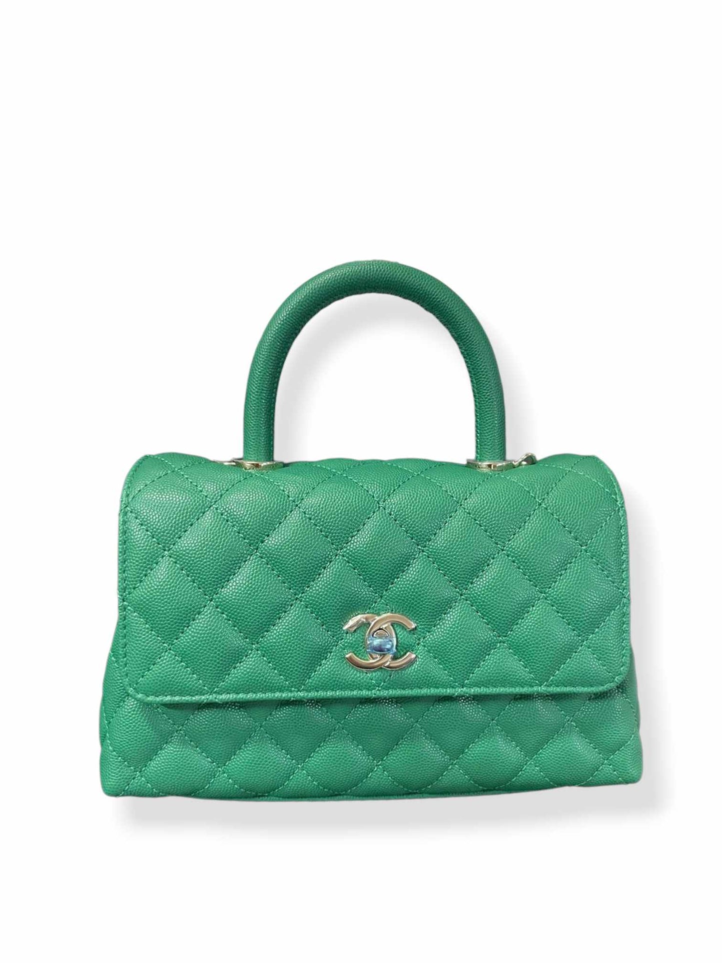 Chanel Coco Handle 9.5 Small Dark Green Caviar LGHW