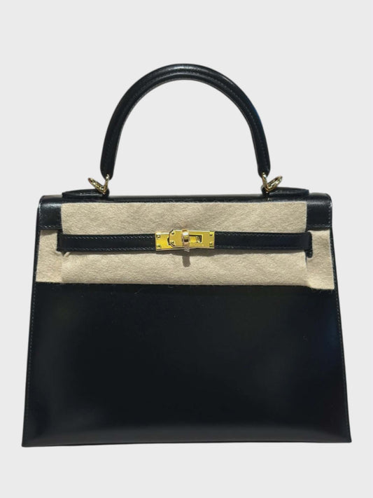 Hermes Kelly Sellier 25 Noir Box Calf GHW